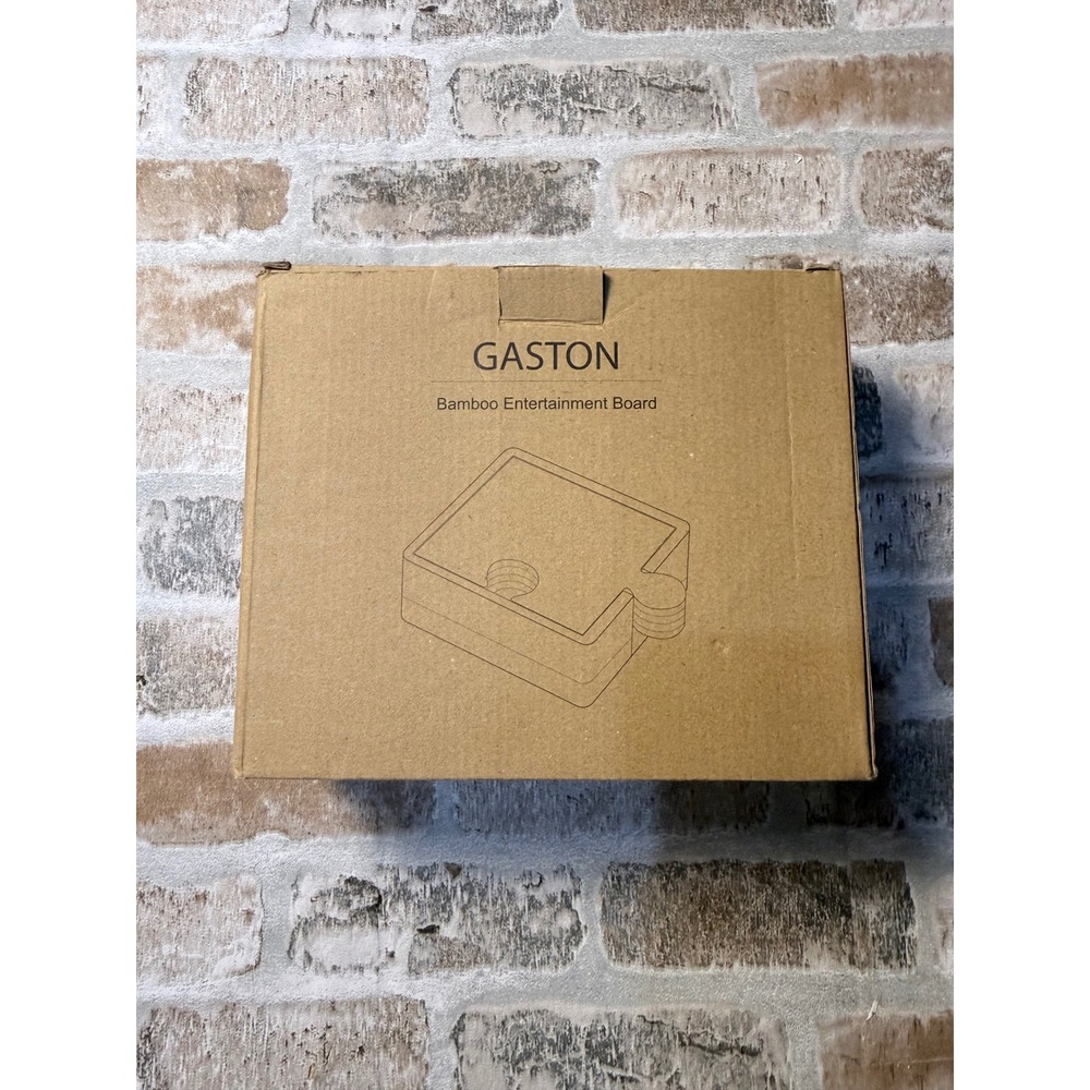 Gaston Bamboo Entertainment Board Cheese Serving Set with 4 Puzzle Coasters Tool